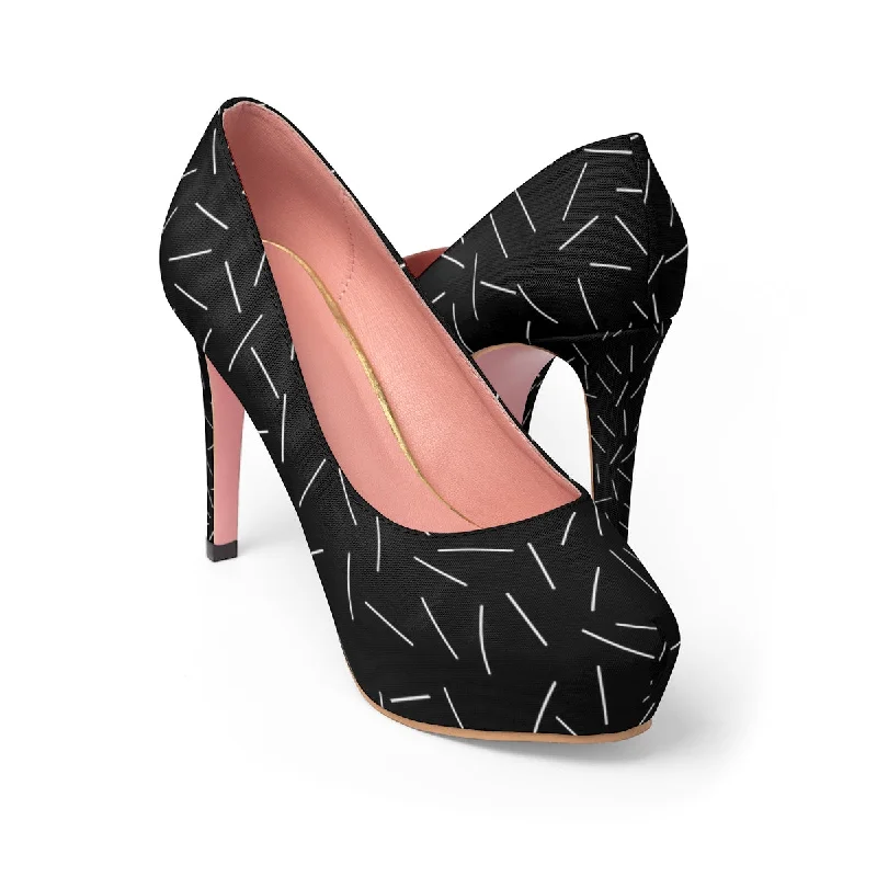 Black Sprinkled Women's Platform Heels