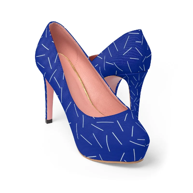 Blue Sprinkled Women's Platform Heels