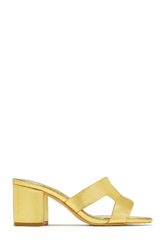 Carina Block Heel Mules - Gold