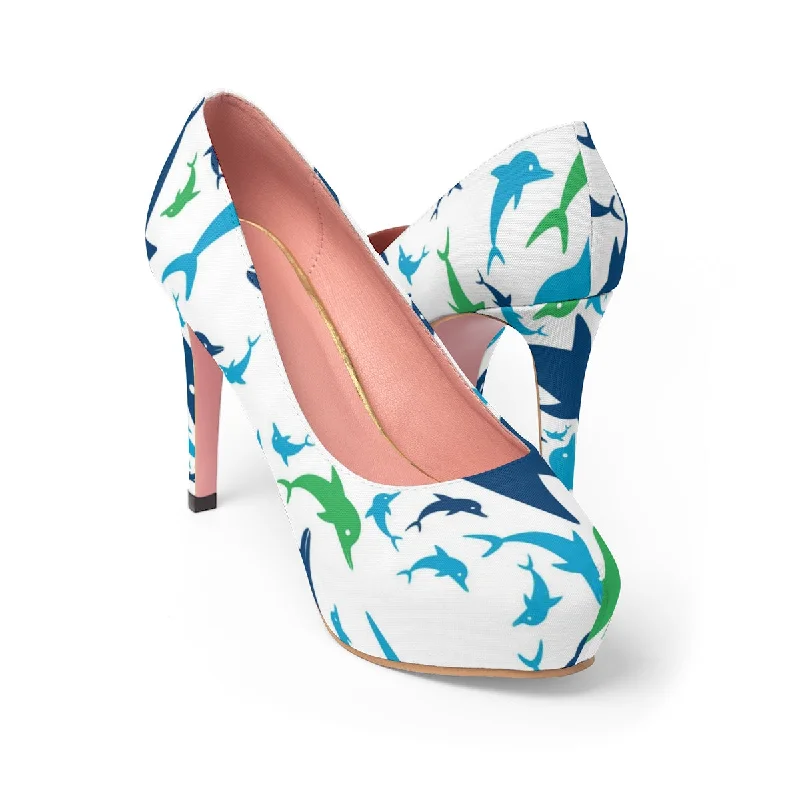 Dolphin Print Women's Platform Heels