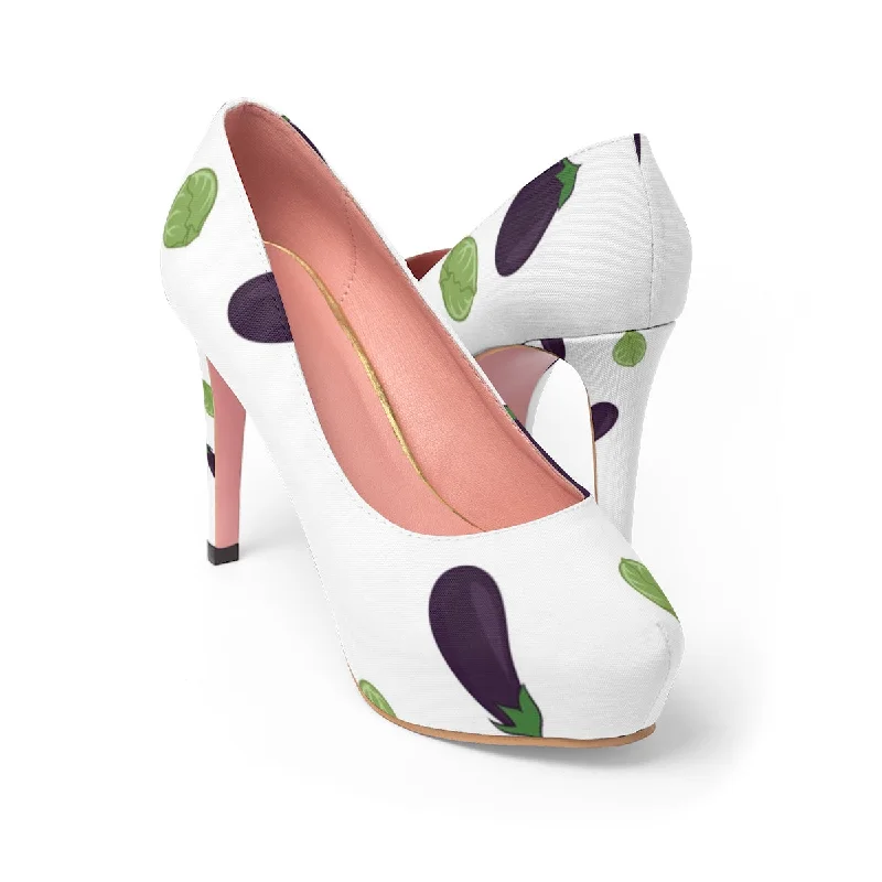 EggPlant Print Women's Platform Heels