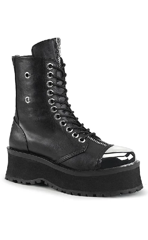 GRAVEDIGGER-10 Black Vegan Leather Ankle Boots