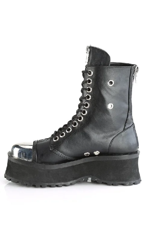 GRAVEDIGGER-10 Black Vegan Leather Ankle Boots