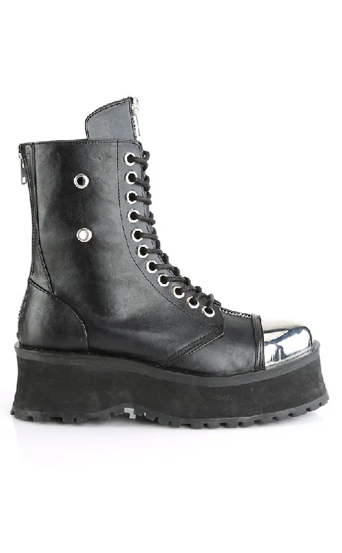 GRAVEDIGGER-10 Black Vegan Leather Ankle Boots