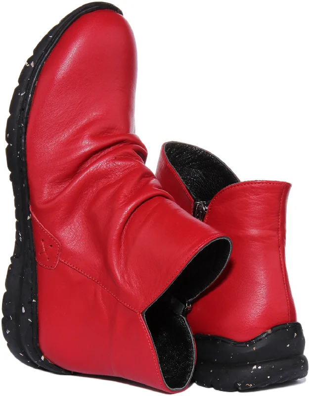 Mia Soft ankle Boots In Red