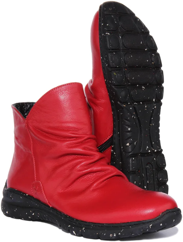 Mia Soft ankle Boots In Red