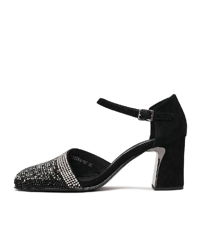 Keeka New Black Suede Heels