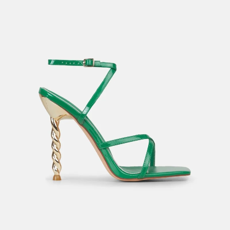 Mae Green Strappy Spiral Stiletto Heels