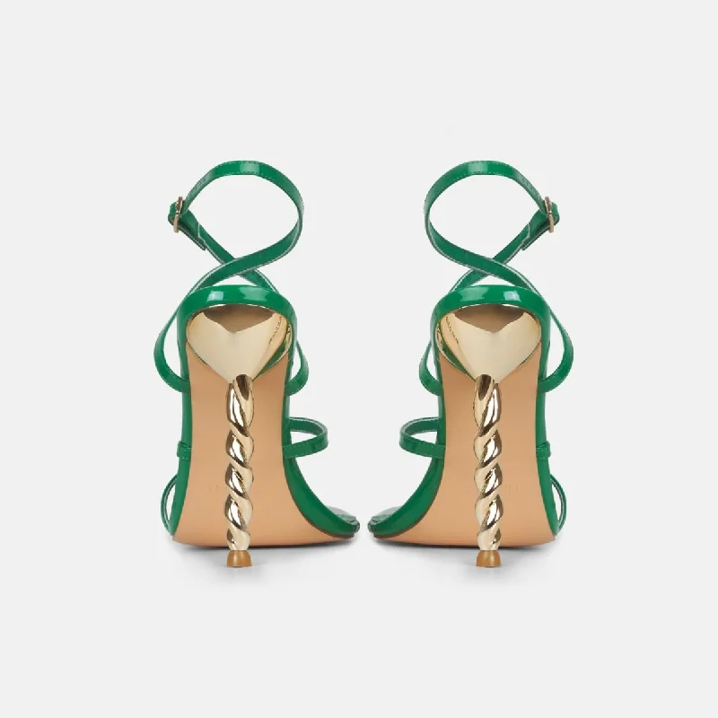 Mae Green Strappy Spiral Stiletto Heels