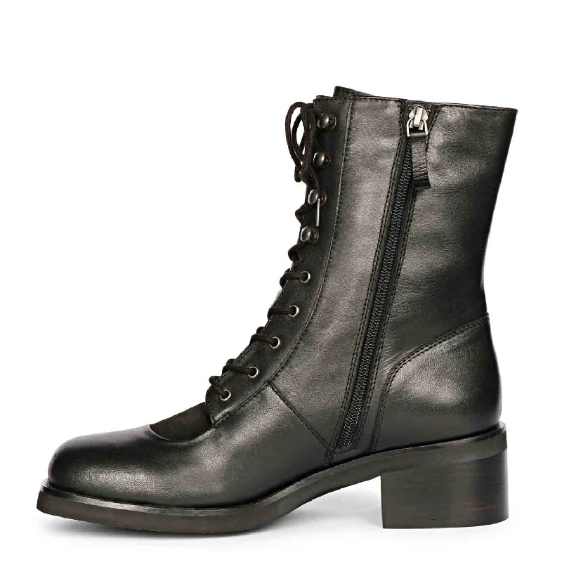 Saint Kayla Black Leather Lace Up High Ankle Boots