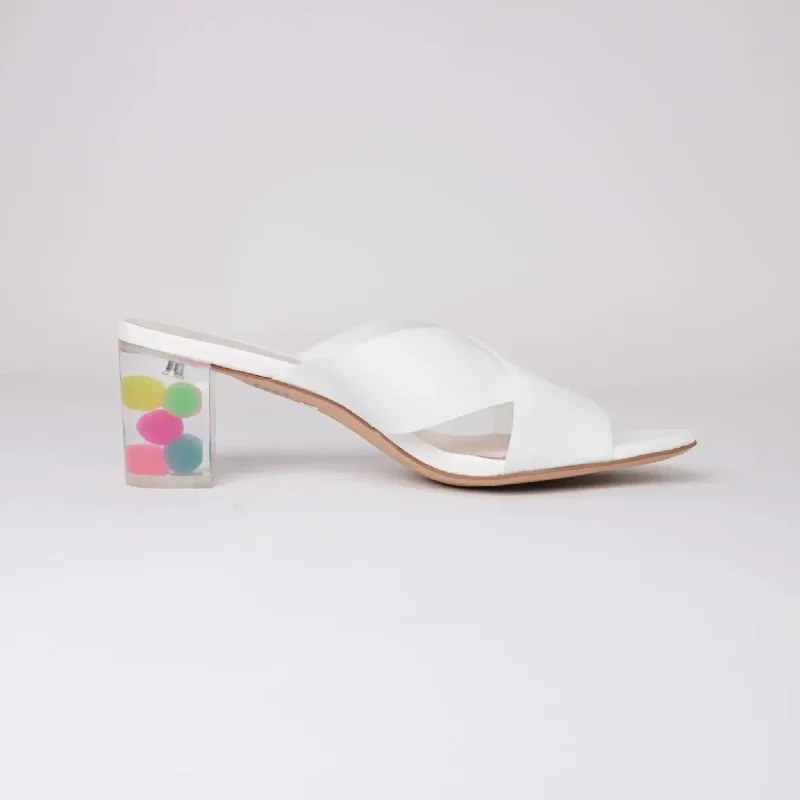 Shalin White Vinylite/Bubble Heels