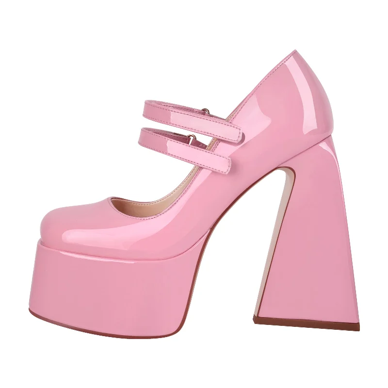 Square Toe Chunky Heel Platform Mary Jane Pumps Sandals