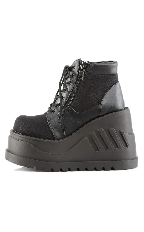 STOMP-10 Black Vegan Leather Platform Boots