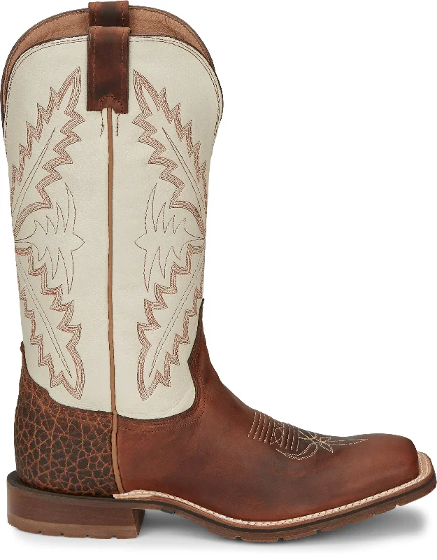 Tony Lama Men's Antonio White and Brown Square Toe Western Boots XT5102