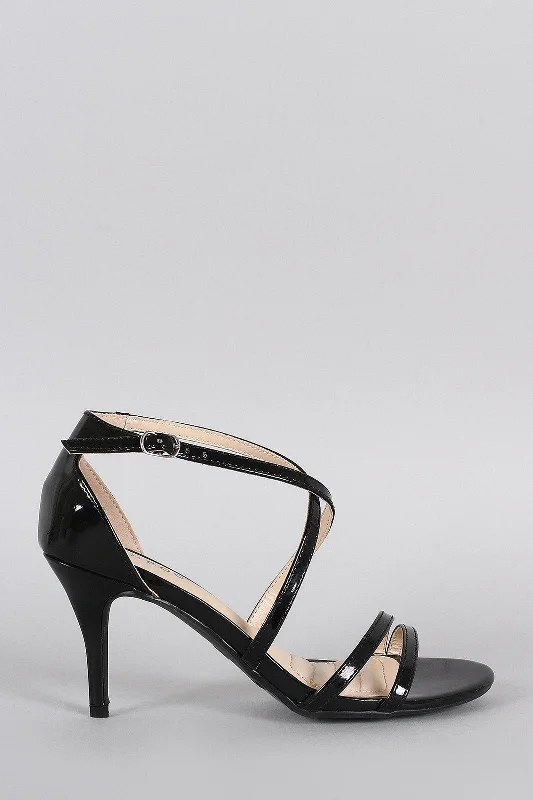 Bamboo Patent Strappy Crisscross Open Toe Heel