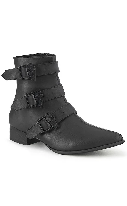 WARLOCK-50-C Black Vegan Winklepicker Coffin Boots