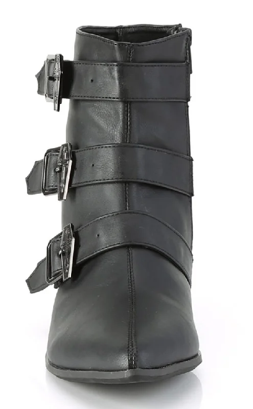 WARLOCK-50-C Black Vegan Winklepicker Coffin Boots