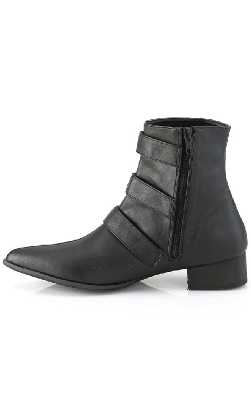 WARLOCK-50-C Black Vegan Winklepicker Coffin Boots