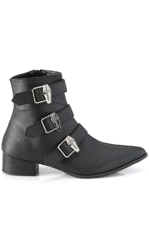 WARLOCK-50-C Black Vegan Winklepicker Coffin Boots