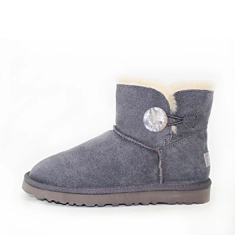 Crystal Button Ugg Boot - Grey