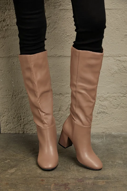 Isa Block Heel Knee High Boots