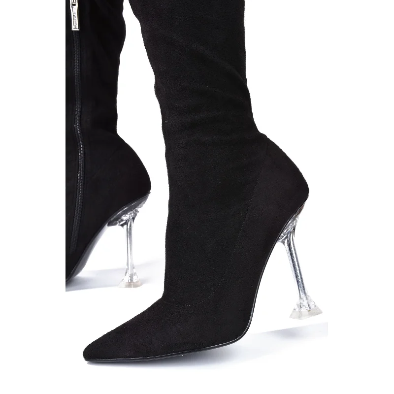 Estella Pointed Toe Thigh High - Black