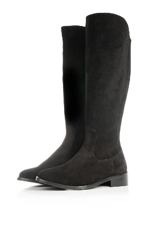 Patsy - Extra Wide Fit Knee High Boots - Black Nubuck Suede - Extra Wide Calf