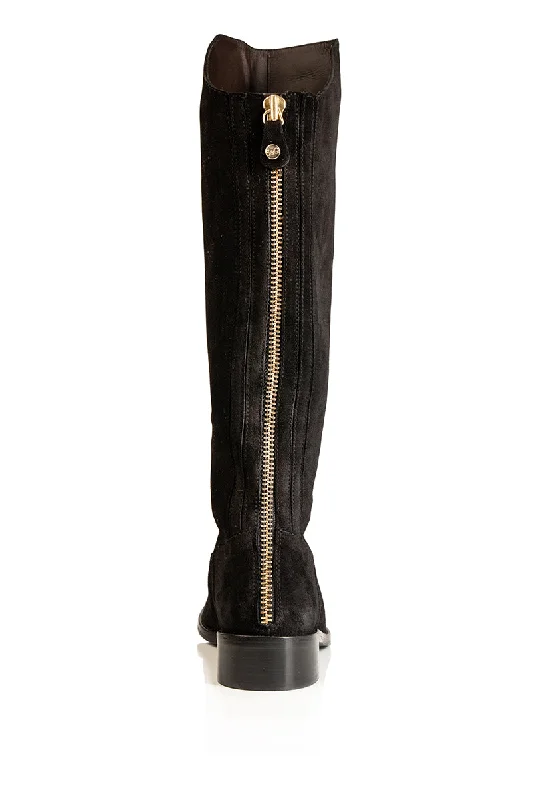 Patsy - Extra Wide Fit Knee High Boots - Black Nubuck Suede - Extra Wide Calf