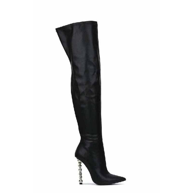 Kalela Stiletto Thigh High Boot - Black