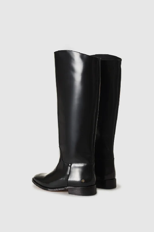 Kari Riding Boots - High-Shine Black