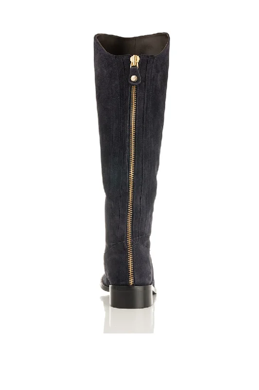 Eddie - Extra-Wide Fit Knee High Boots - Navy Nubuck Suede