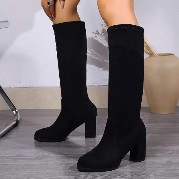 Women's Chunky High Heel Knee-High Boots 53860746C