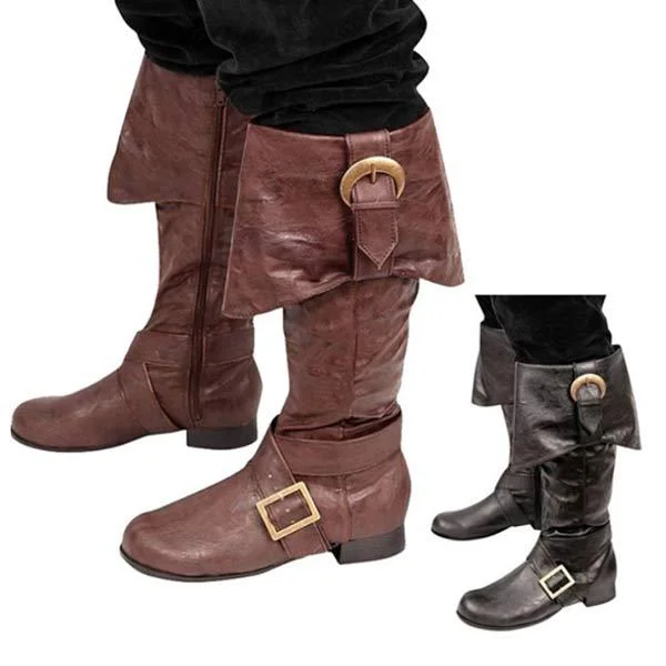 Women's Low Heel Knee-High Boots with Buckle 30542458C