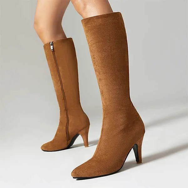 Women's Suede High-Heel Riding Boots 10277246C