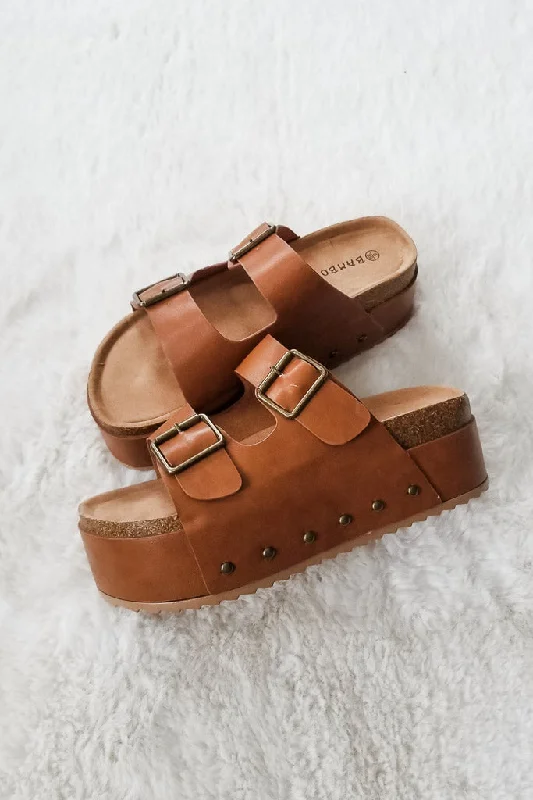 Blowout Platform Sandals- Tan