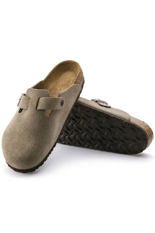 Birkenstock Boston Suede Soft Footbed- Taupe