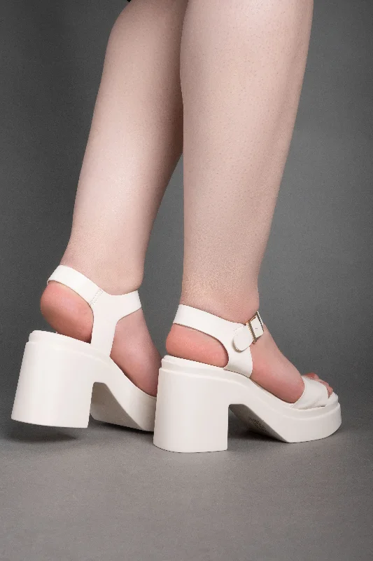 Bold Platform Heels - Beige