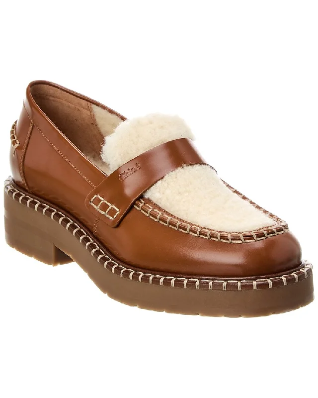 Chloé Noua Leather & Shearling Loafer