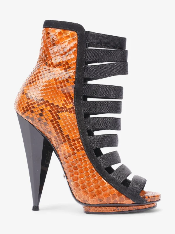 Gucci Olympia Heels 120 Orange / Black Alligator EU 36.5 UK 3.5