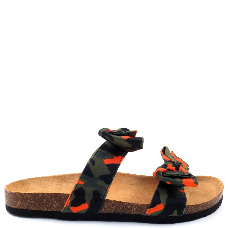 Liliana Birkenstock Inspired Knotted Bow Tie Detail Slide In Sandals - Bellariva