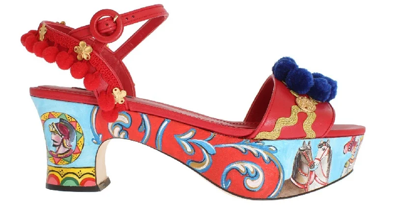 Multicolor Handpainted Carretto Platform Heel