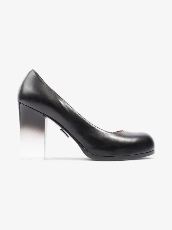 Ritch Erani Perspex Block Heel 80mm Black Leather EU 40 UK 7