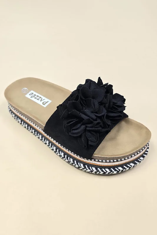 Platform Sandal with Flower Design