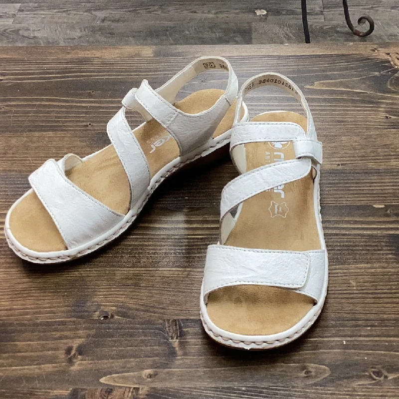 Rieker 659C7-80 White Velcro Sandal