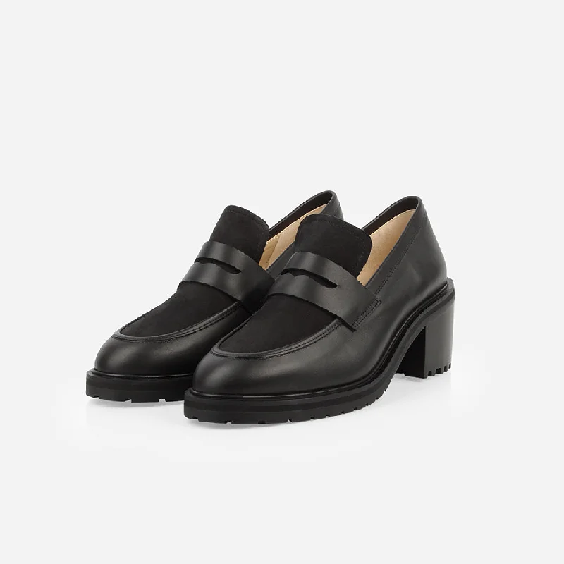 The Verona Heeled Loafer Black