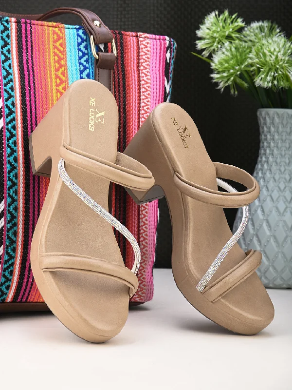 Trendy , Stylish & Fancy Block Heel Sandals With Ankle Strap