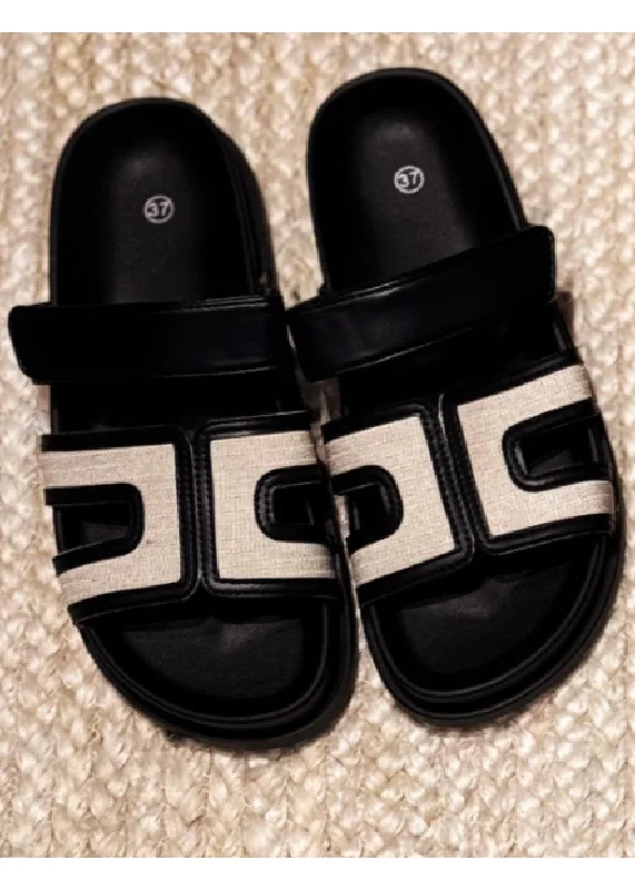 Trevina Black Velcro Strap Sliders