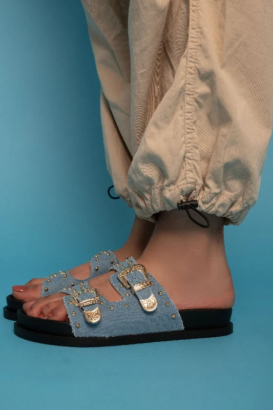 Vintage Charm Sandals - Blue