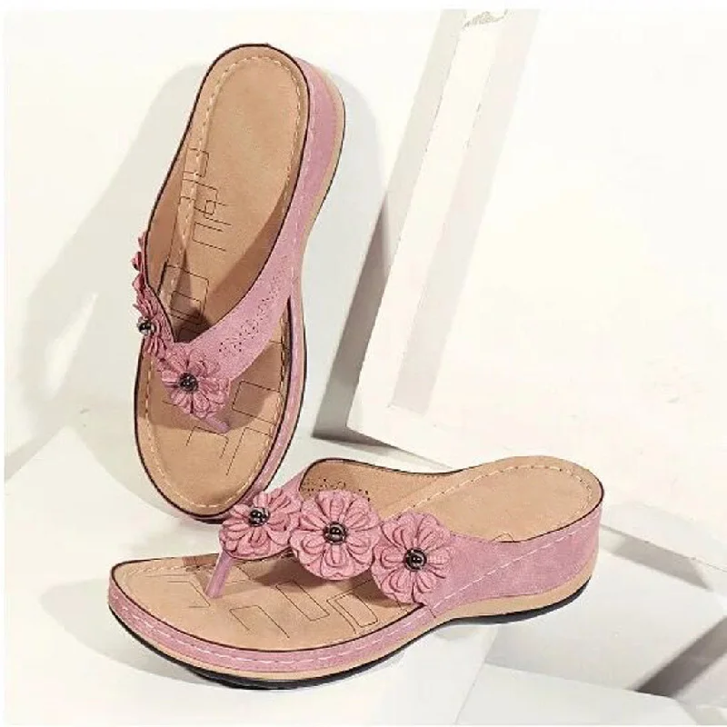 Vintage flower round toe casual women sandals