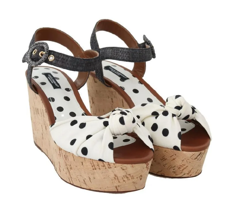 White Black Wedges Platform Sandals